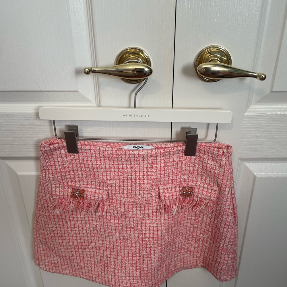 Koton Pink & White Tweed Skort